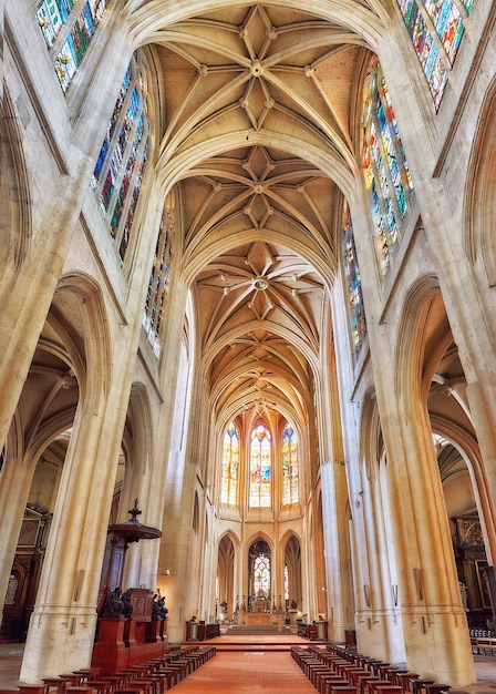 BRUSSELS BELGIUM  JULY 07 2016  Interior StGervaisetStProtais Church of Paris located in the Marais district east of City Hall Hotel de Ville