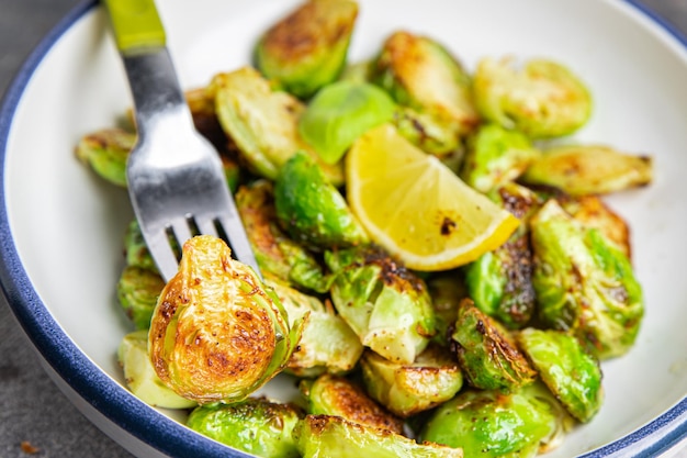 Brussels sprout fried vegetable meal food snack on the table copy space food background