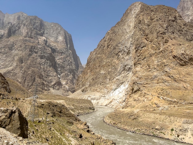 Brutal heat mountain stones and Panj