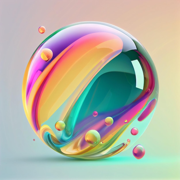 Bubble Abstract 3D Render of Colorful Bubbles