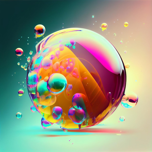 Bubble Abstract 3D Render of Colorful Bubbles