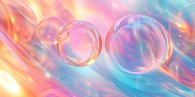 Bubble holographic abstract background with pastel color