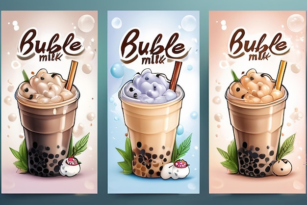 Photo bubble milk tea special promotions design boba milk tea pearl milk tea yummy drinks