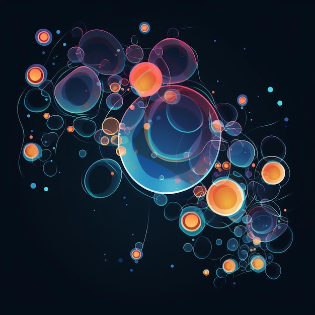 Bubbled abstract vector fluid particle flow nano