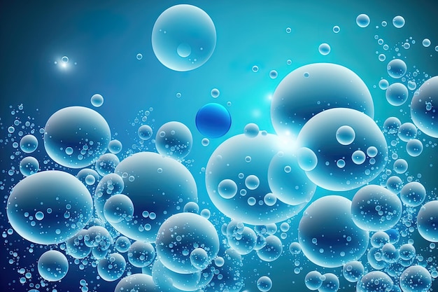 Bubbles on a blue abstract backdrop