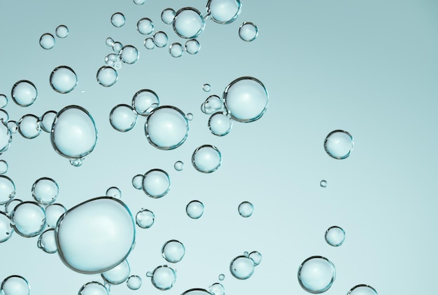 Photo bubbles in a blue background with bubbles that are being splashed