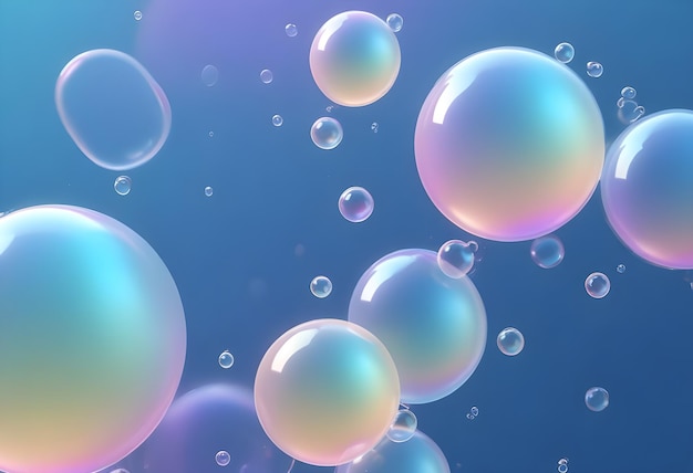 bubbles that are on a blue background with water bubbles