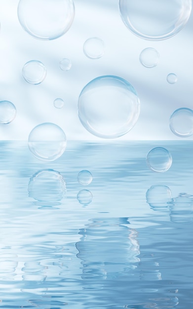 Bubbles on the water surface 3d rendering