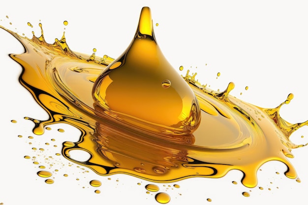 Bubbling oil or serum that is golden yellow and clear isolated on a white background