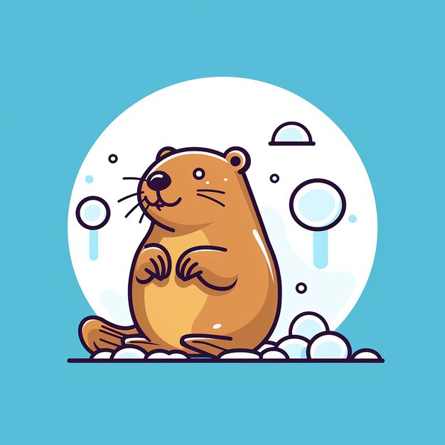 Bubbly_Beaver_Beaver_blowing_bubbles_Modern_Line_Icon