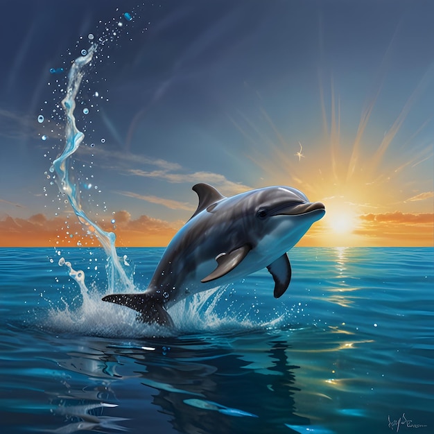 A bubbly dolphin eyes wide with joy balances a football on its head The ocean shimmers