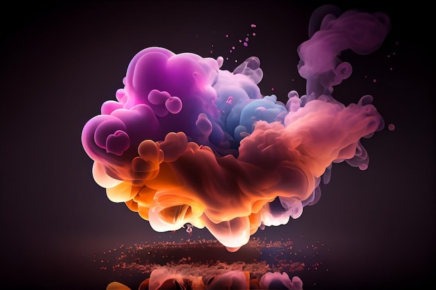 Bubbly pink and orange multicolored smoke puff cloud design elementsgenerative ai