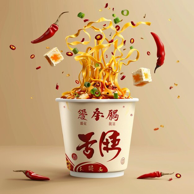 a bucket of food that has the word chinese on it