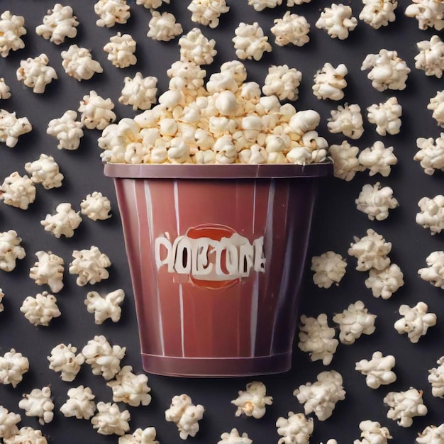 Photo a bucket of popcorn with the word drink on it