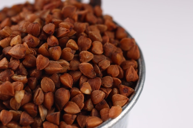 A bucket with buckwheat  