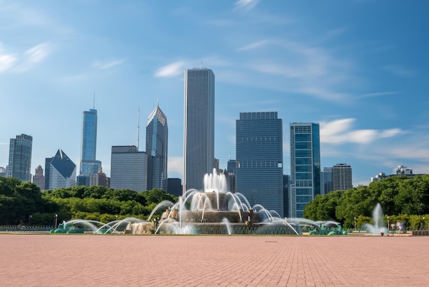 Buckingham fountain in Grant Park Chicago USA