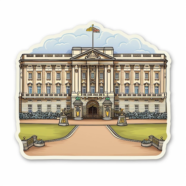 Photo buckingham palace sticker flat colors white background