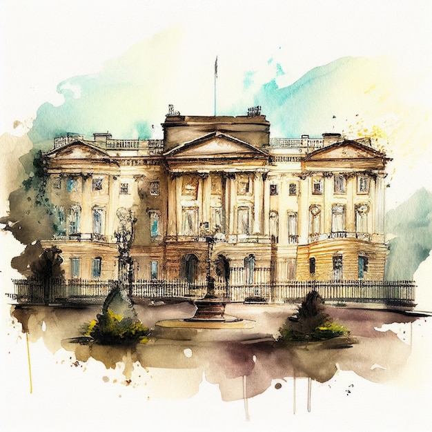 Buckingham Palace in watercolor style by Generative AI