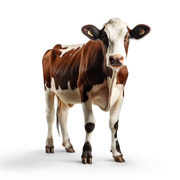 Bucolic Beauty Cow on a White Background