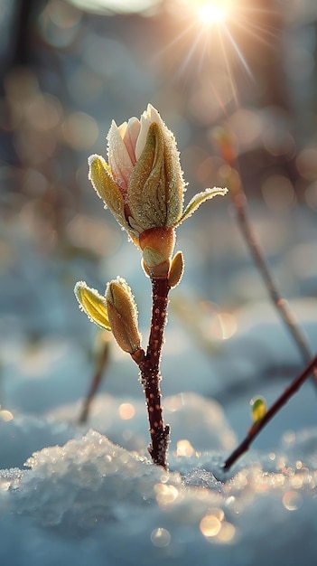 Bud Emerging from Snow