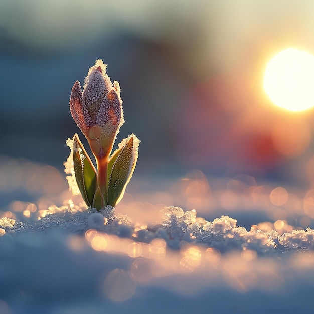 Bud Emerging from Snow