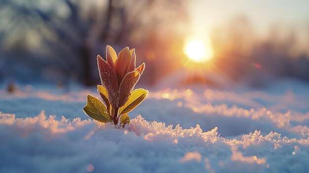 Bud Emerging from Snow