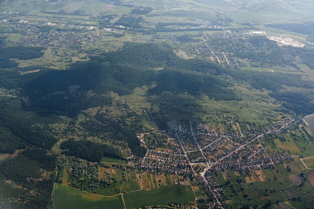 Budapest hungary aerial view green fields and buildings