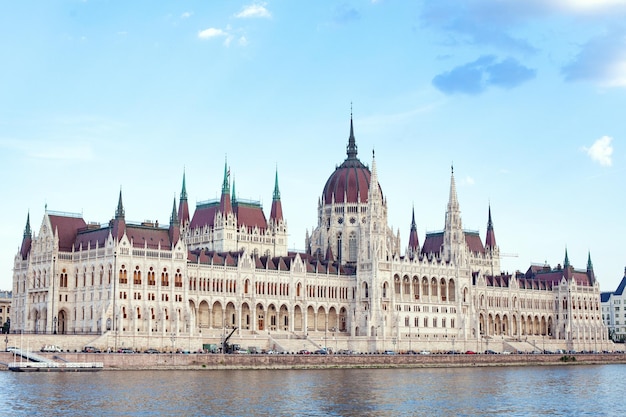 Budapest. Hungary. view of the parliament building on a sunny day