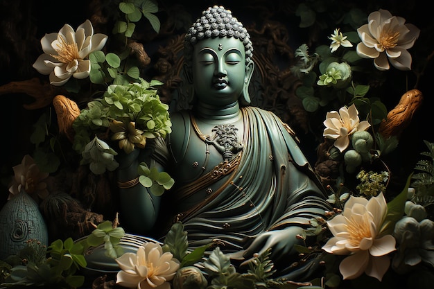 Buddha Amidst Flowers