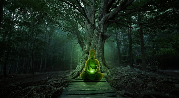 Buddha under big tree