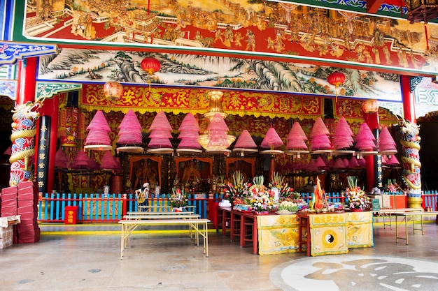 Buddha and god statue for chinese people and foreigners visit and respect praying at Tian Tan garden of Tiantan temple at Shantou or Swatow on May 7 2018 in Chaozhou China