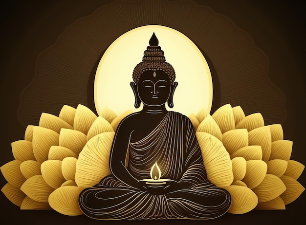 Buddha Illustration for buddha purnima and vesak day Generative Ai