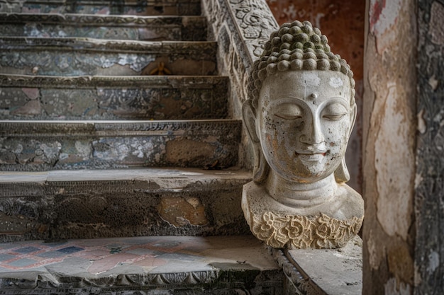 Buddha image at the end of the stairs