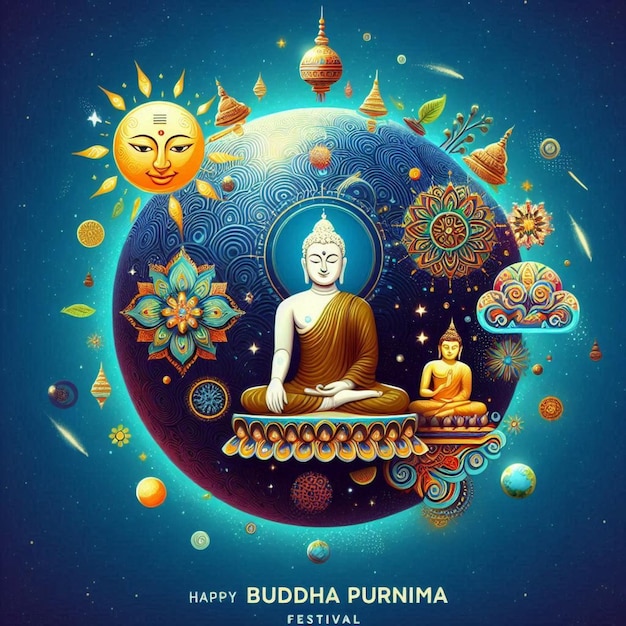 Buddha Purnima Festival social media post design Buddha in Universe