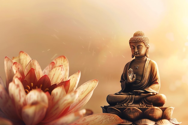 Buddha sitting in lotus position illustration background