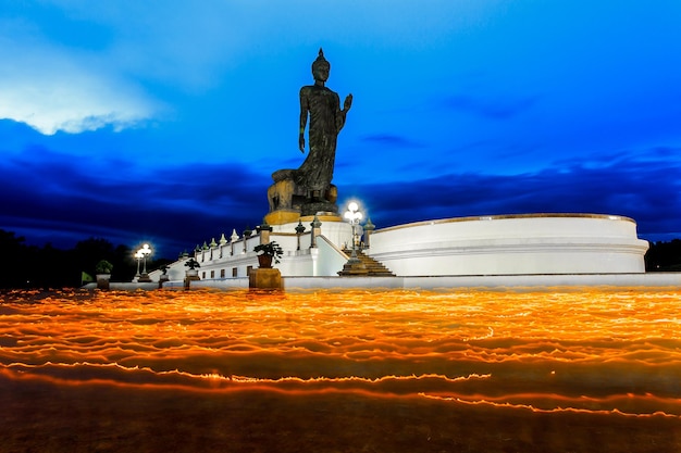 Buddha Statue Candle lit in lent day