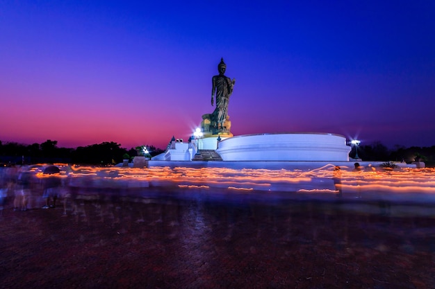 Buddha Statue Candle lit in lent day