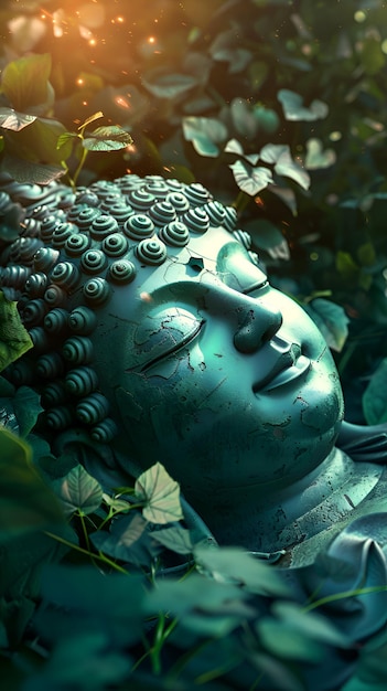 Buddha Statue Hidden in Foliage