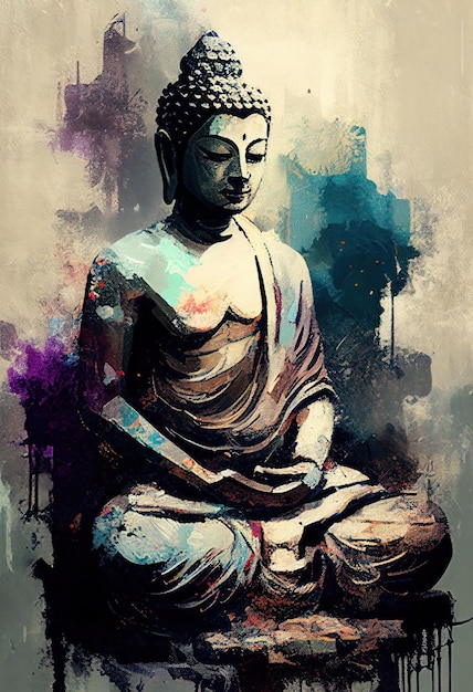 Buddha statue Oil Painting Generative AI