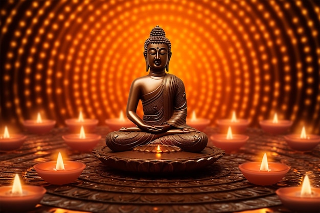 buddha statue with candle light buddha purnima