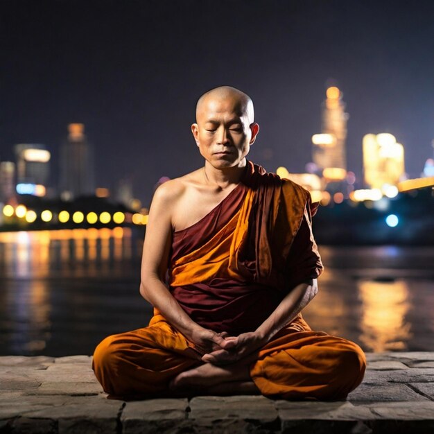 Photo buddha statute on lake