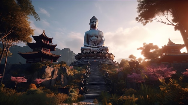 buddha temple in the dusk