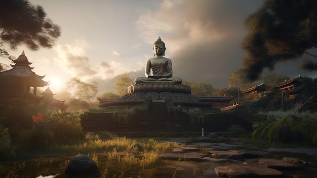 buddha temple in the dusk