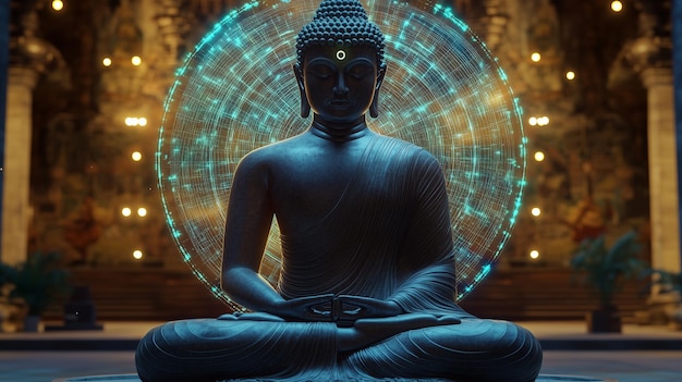 Buddha with Digital Aura