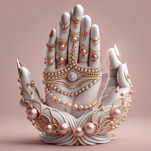 Buddhas hand gracefully gesturing a blessing or meditation mudra surrounded by delicate lotus flow