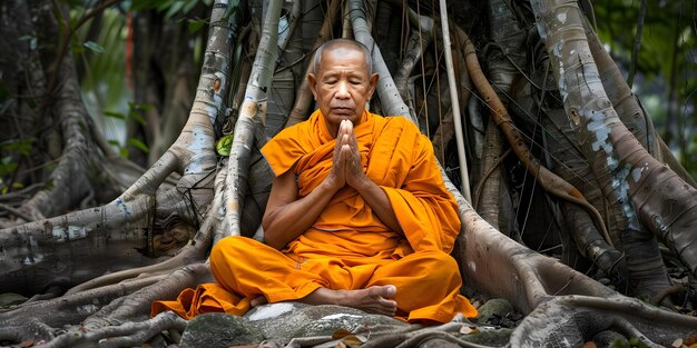 Buddhist Monk Meditating