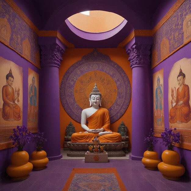 Buddhist temple inside wiyh image of Buddha