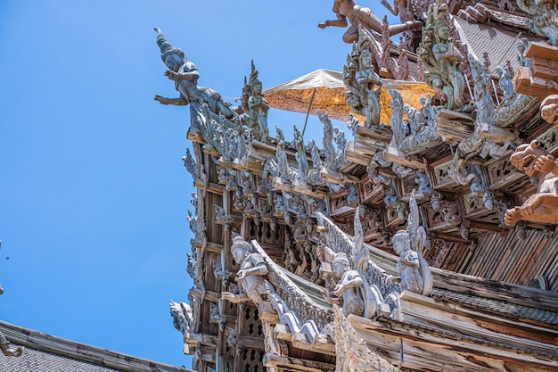 Buddhist Wooden Carvings Thailand Temple Interior Sanctuary of Truth Pattaya Thailand