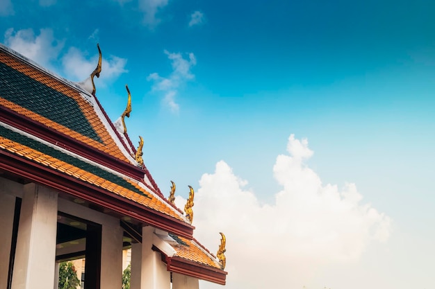 Buddist temple against blue sky Thailand