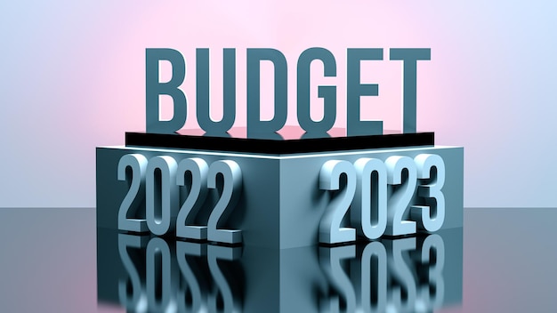 Budget 20222023 concept Financial concept of budget allocation 202220233D render